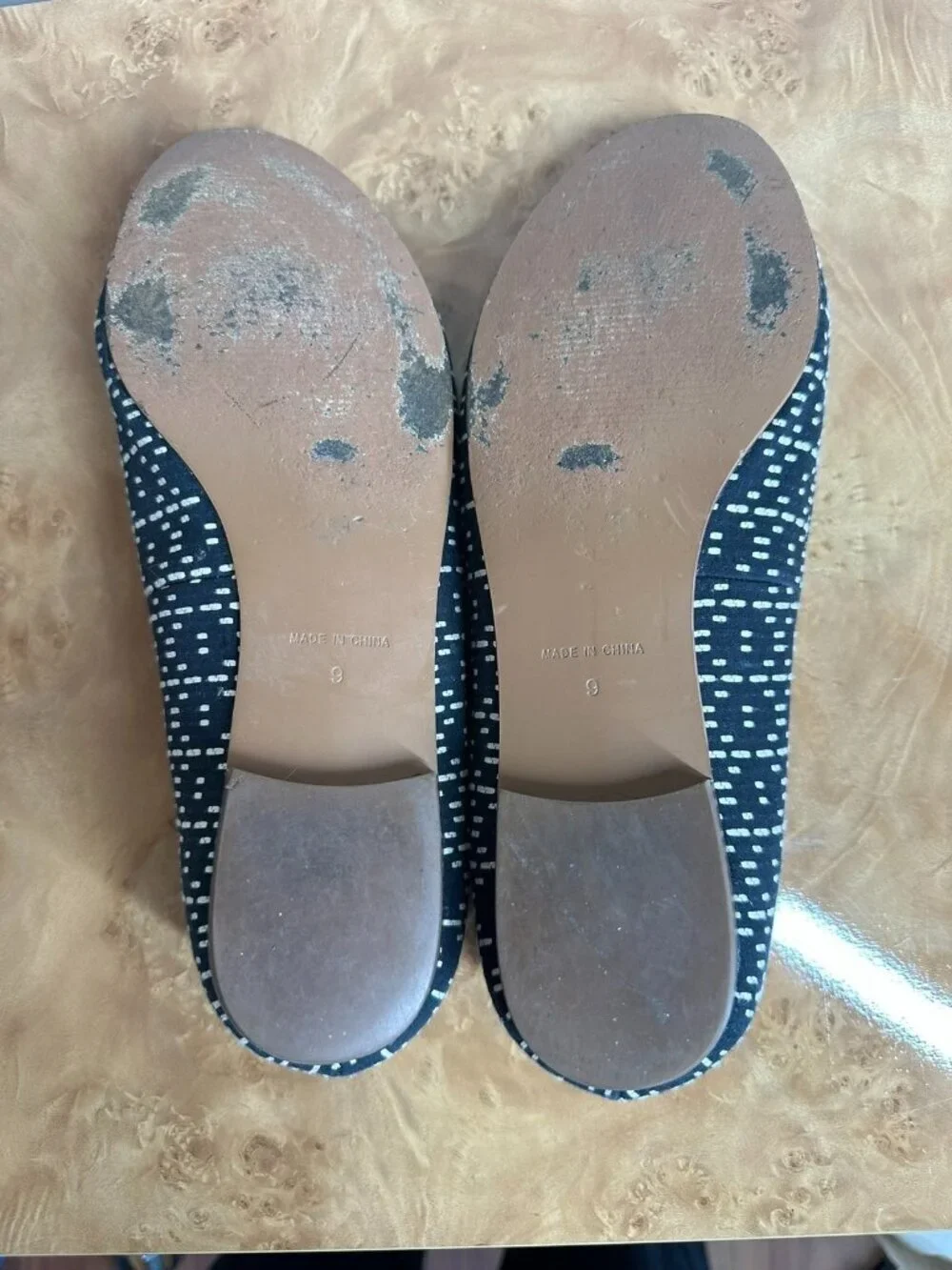 Madewell Black Linebreak Teddy Loafer Fabric Leather Lined Flat Shoes Size 9